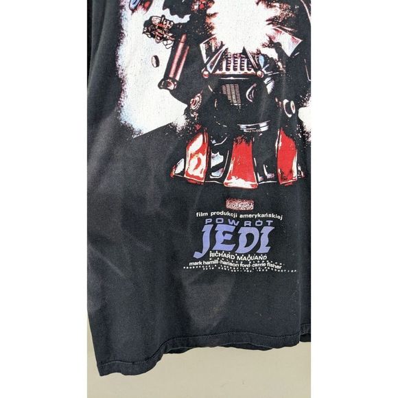Polish Starwars Exploding Darth Vader Black T-shirt Size Large - Faded Wear - Picture 3 of 9